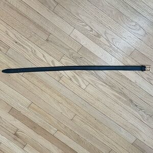 Black Genuine Leather Belt with Gold Buckle